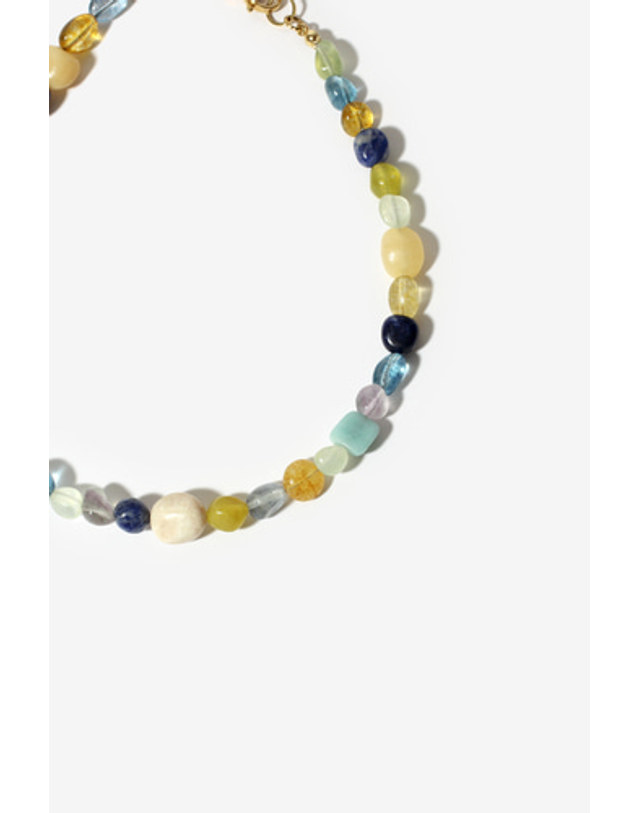 모드곤 [모드곤] 컬러플 조약돌 원석 목걸이 Colorful Pebbles stone necklace ​ 착용컷