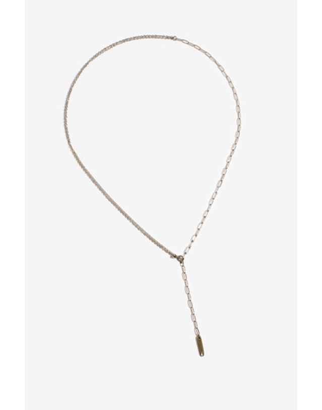 모드곤 [모드곤]실버톤 더블체인 목걸이 Silvertone Double Chain Necklace 착용컷
