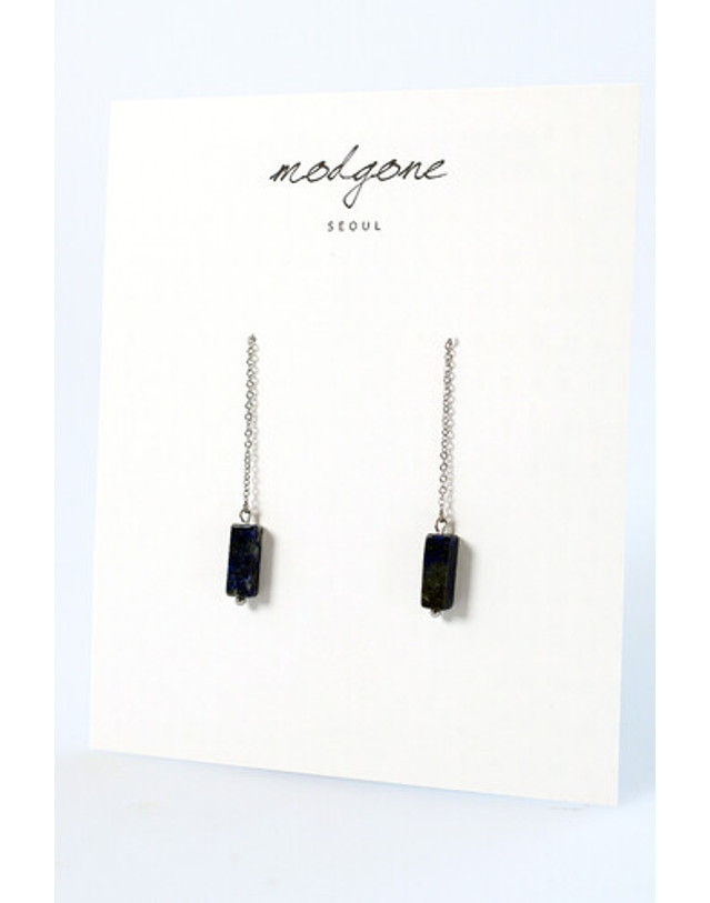 모드곤 [모드곤] 라피스라즐리 롱 귀걸이 Lapis Lazuli Long Earring 착용컷