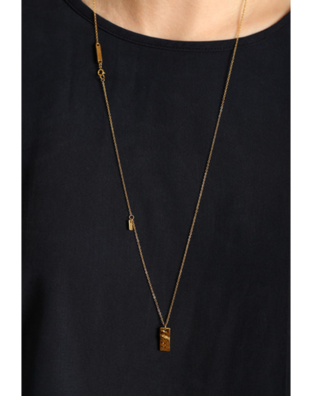 모드곤 [모드곤] 로우 골드바 롱 목걸이 Raw Goldbar Long Necklace 착용컷