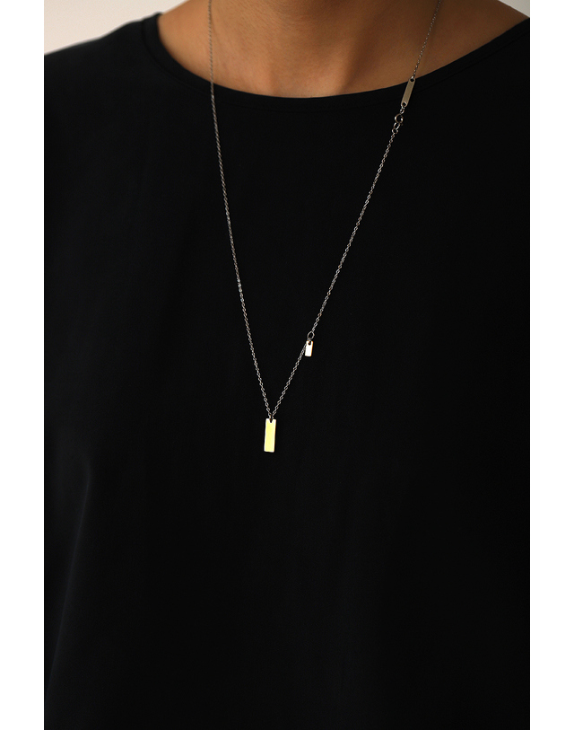 모드곤 [모드곤] 골드바 더블톤 롱 목걸이 Goldbar Doubletone Long Necklace 착용컷