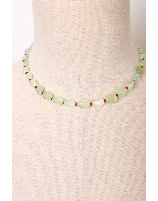 모드곤 [모드곤] 프레나이트 & 자마노 목걸이 Prehnite & Carelian Necklace 착용컷