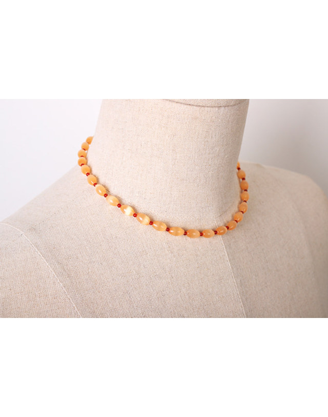 모드곤 [모드곤] 캣츠아이 자마노 목걸이 Cats eye stone Carelian Necklace 착용컷