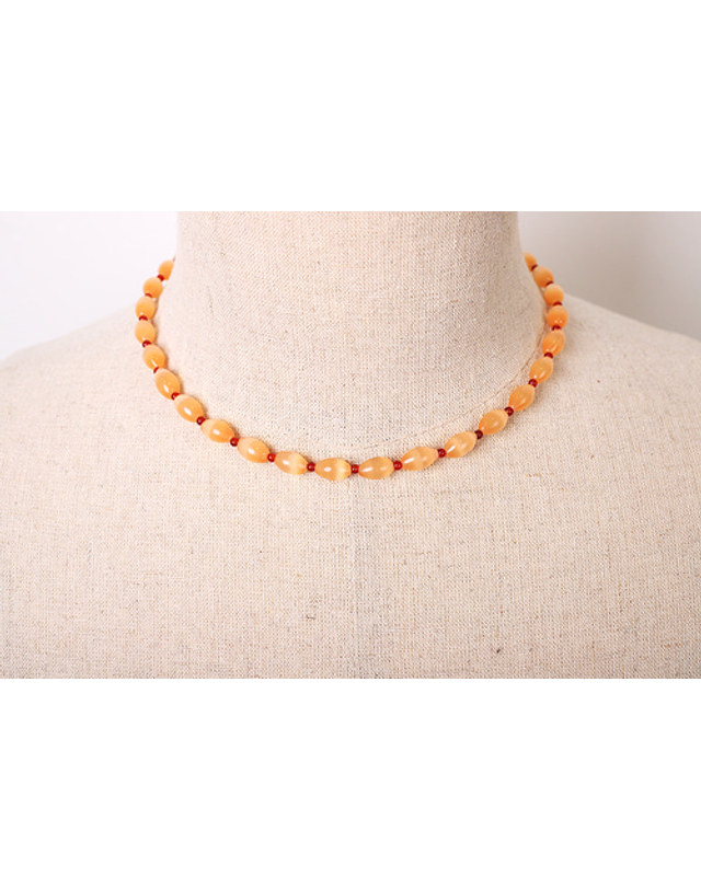 모드곤 [모드곤] 캣츠아이 자마노 목걸이 Cats eye stone Carelian Necklace 착용컷