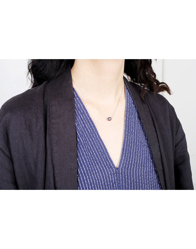모드곤 [모드곤] 실버톤 블루그레이 담수진주 목걸이 Silvertone Bluegray Fresh Water Pearl Necklace 착용컷