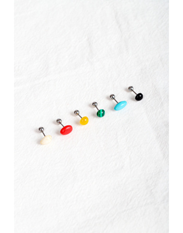 모드곤 [모드곤] 0.8mm 귀걸이 침 두께 얇은 원석 피어싱 Gem stone piercing 착용컷