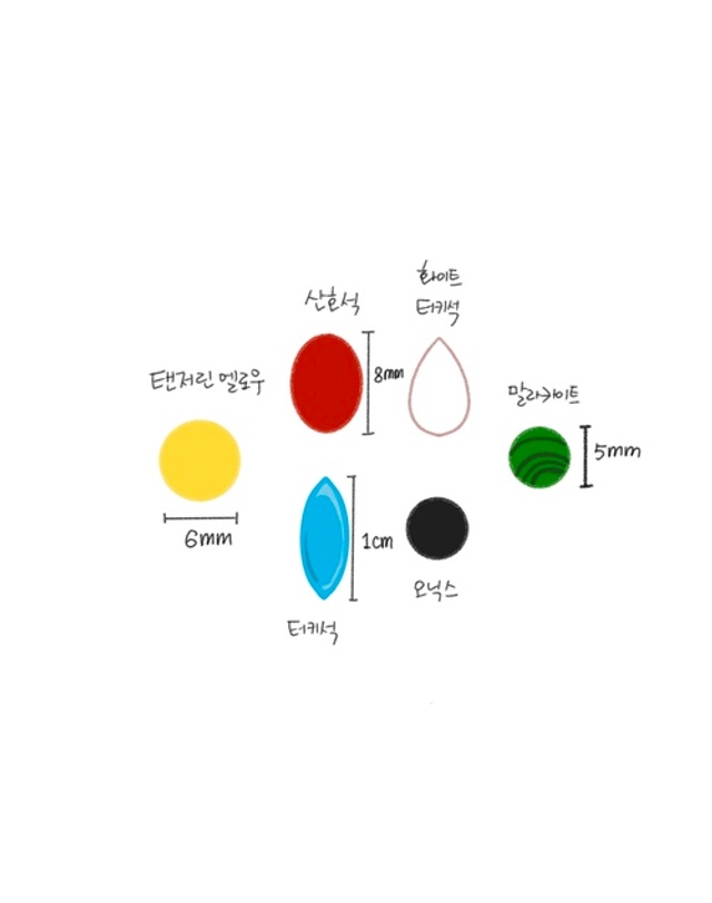 모드곤 [모드곤] 0.8mm 귀걸이 침 두께 얇은 원석 피어싱 Gem stone piercing 착용컷