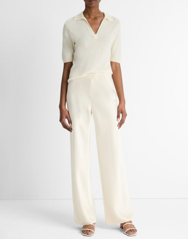 아이보리 새틴 밴딩팬츠