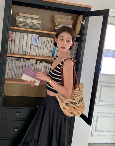 [인기상품 재진행] 라피아 로고자수 숄더백 PANIER PM백
