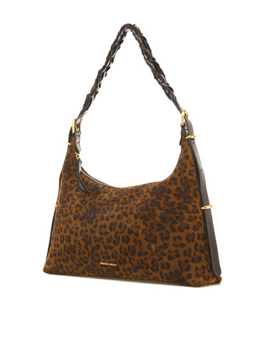 브라운 소가죽 레오파드 스몰 JESS HOBO BAG 