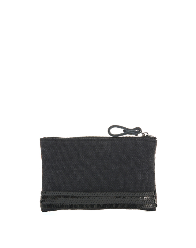 바네사브루노 [TROUSSE] 블랙 스팽글장식 린넨 파우치 착용컷