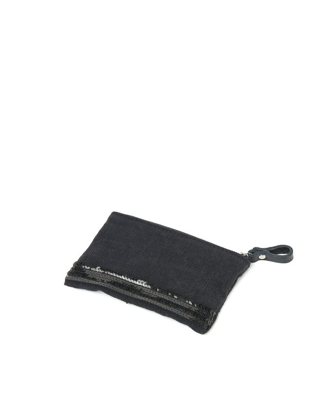 바네사브루노 [TROUSSE] 블랙 스팽글장식 린넨 파우치 착용컷