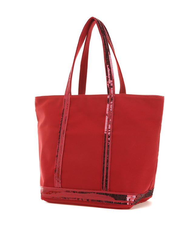 바네사브루노 [CABAS] 레드 스팽글장식 면 M 카바스백 착용컷