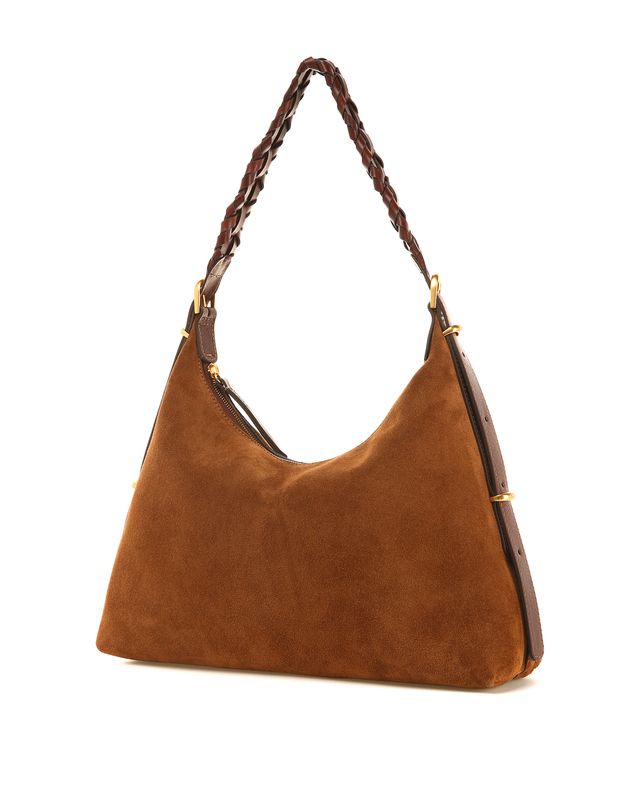 바네사브루노 코냑 소가죽 스몰 JESS HOBO BAG 제스백 진한 와인 착용컷
