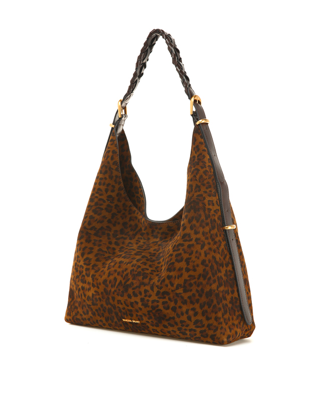 바네사브루노 브라운 소가죽 레오파드 라지 JESS HOBO BAG 착용컷