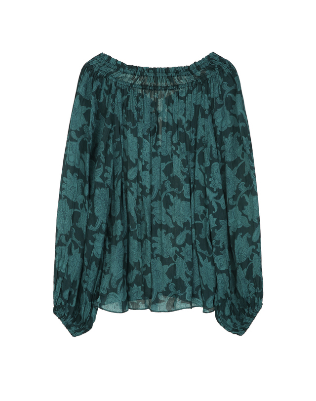 바네사브루노 그린 플라워 긴팔 블라우스 초록 착용컷