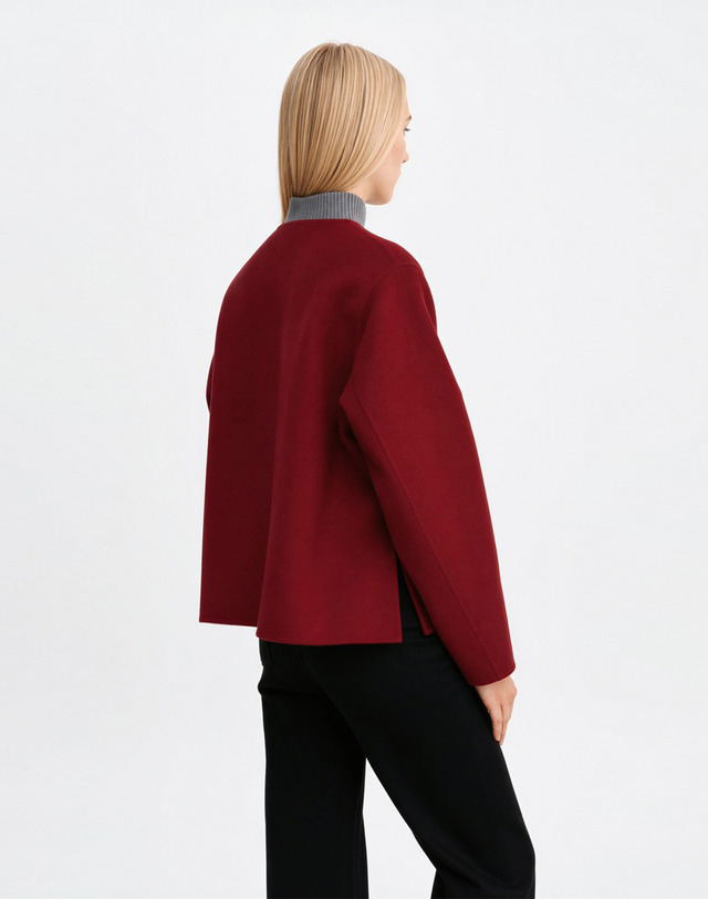 바네사브루노 레드 울혼방 숏 코트