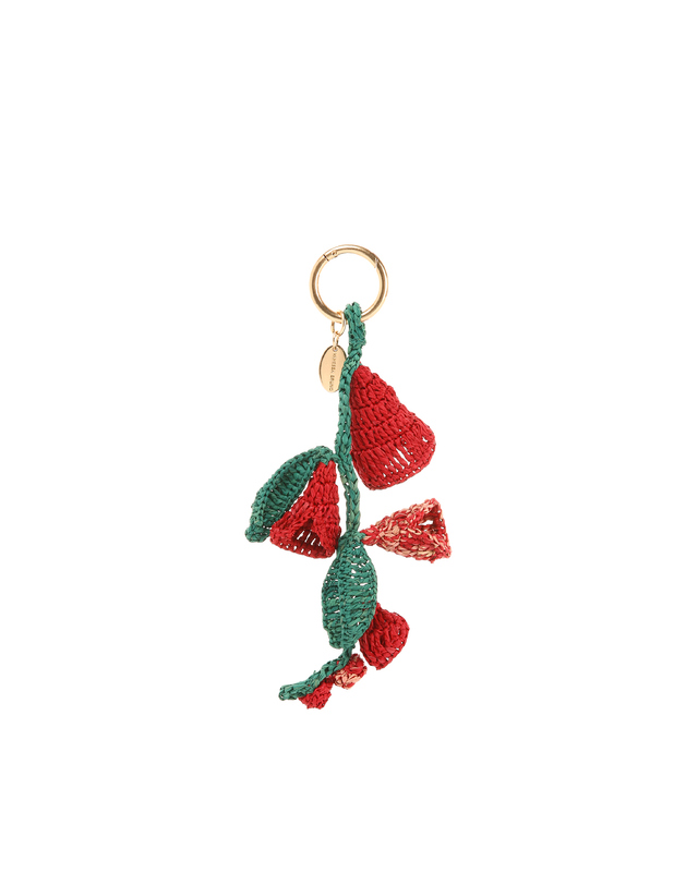 바네사브루노 [CHARM CLOCHETTE] 플라워 라피아 키링 레드 착용컷