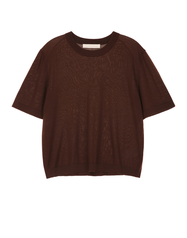 바네사브루노 브라운 WOOL100% 반팔 니트 착용컷