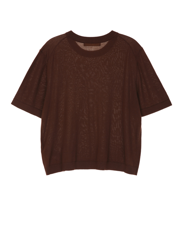 바네사브루노 브라운 WOOL100% 반팔 니트 착용컷