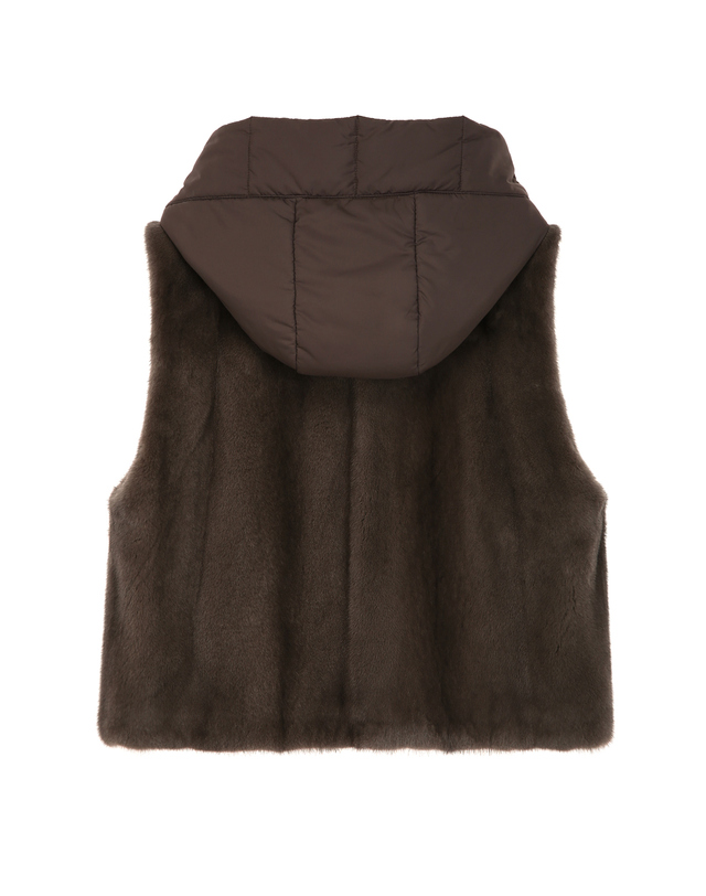 아떼 바네사브루노 여성 [PREMIUM FUR] (탈부착 후드) 차콜그레이 천연밍크퍼 베스트조끼 무스탕 패딩후드 차콜 그레이 상세