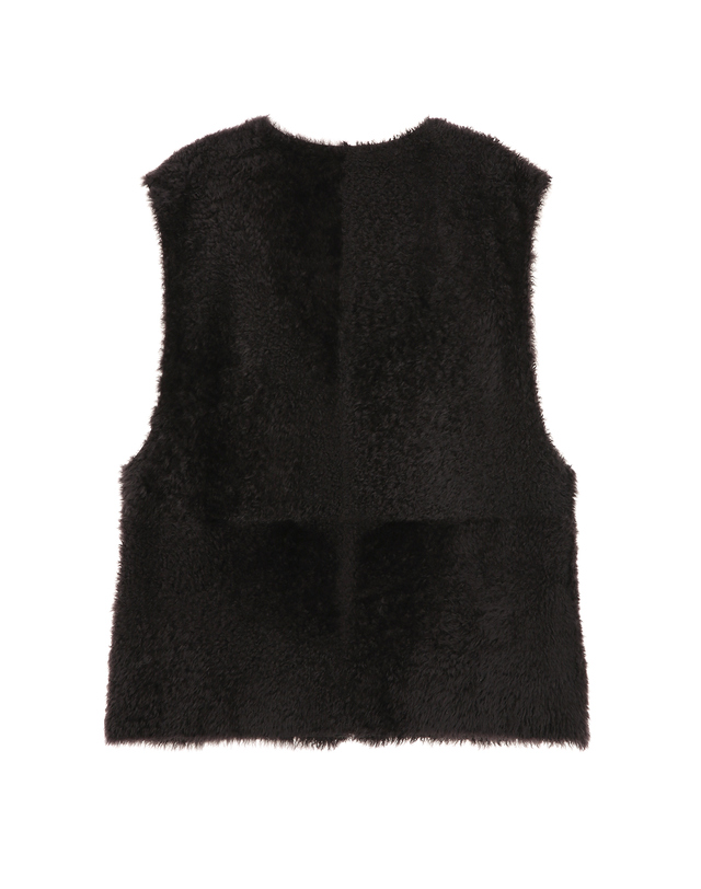 아떼 바네사브루노 여성 리버시블 FUR 다크브라운 천연모피 양가죽 양면무스탕 VEST 조끼 점퍼 진한 브라운 착용컷