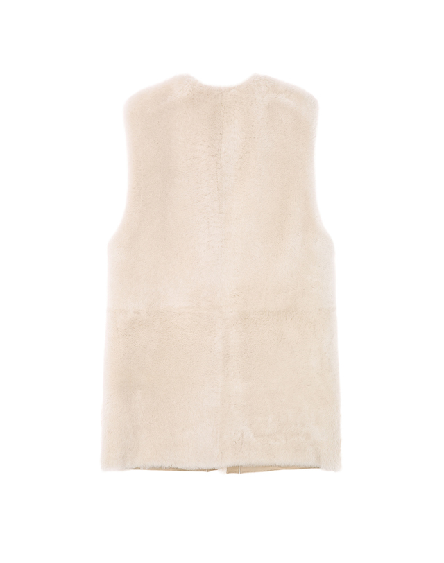 아떼 바네사브루노 여성 베이지 FUR 양털 천연모피 양가죽 VEST 조끼 점퍼 착용컷