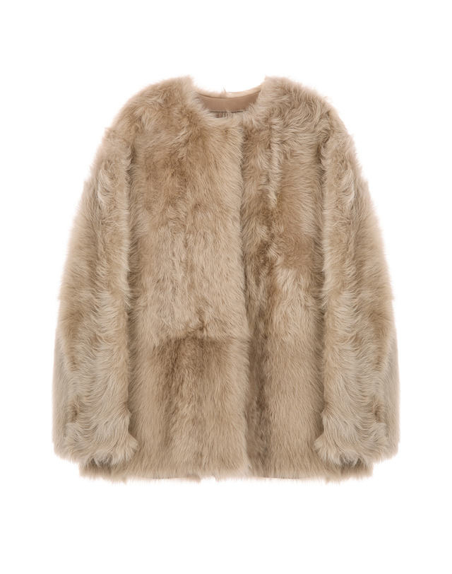 아떼 바네사브루노 여성 PREMIUM FUR 베이지 천연양모피 양가죽 무스탕 퍼자켓 점퍼 착용컷