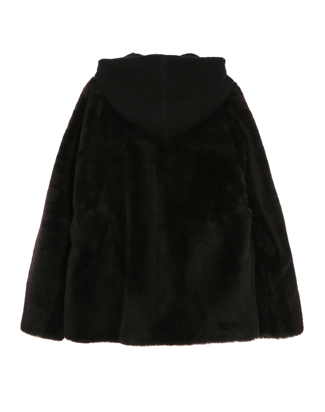 아떼 바네사브루노 여성 PREMIUM FUR 니트 후드 탈부착 다크브라운 천연양모피 양가죽 무스탕 퍼자켓 점퍼 진한 브라운 착용컷