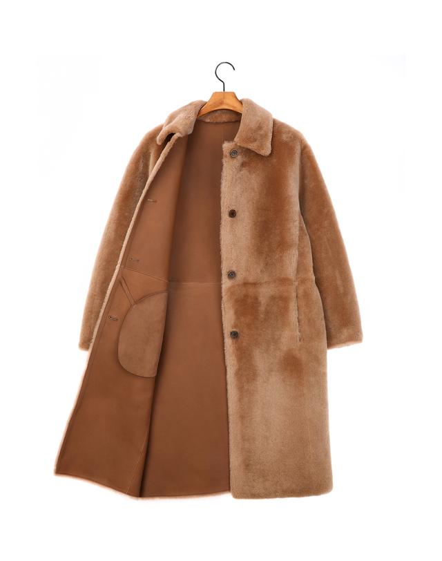 아떼 바네사브루노 여성 PREMIUM FUR 라이트브라운 천연양모피 무스탕 퍼자켓 코트 밝은 브라운 상세