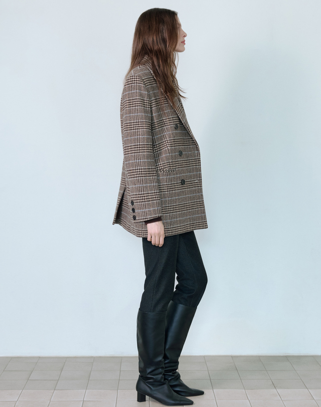 아떼 바네사브루노 여성 차콜그레이 투톤 옆지퍼 팬츠 차콜 그레이 착용컷