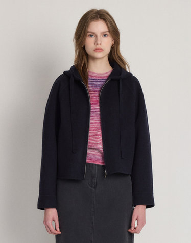 네이비 캐시미어혼방 니트 배색 자켓