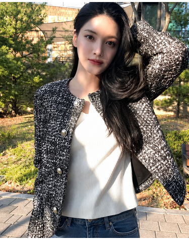 블랙 울혼방 부클 트위드 자켓