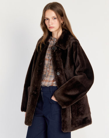브라운 양모피 FUR 퍼자켓 무스탕 코트