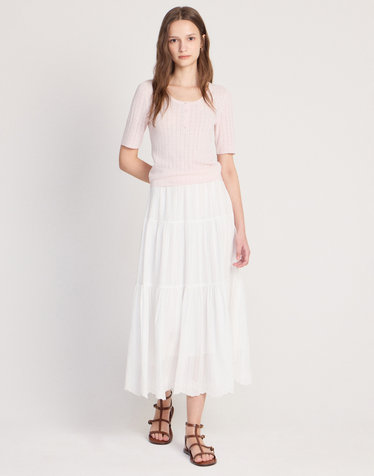 [EXCLUSIVE] 라이트핑크 아일렛 펀칭 U넥 니트