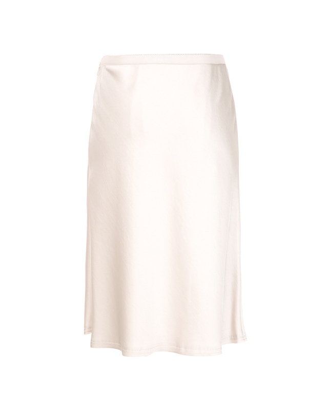 아떼 바네사브루노 여성 라이트베이지 새틴 밴딩 스커트 밝은 베이지 착용컷