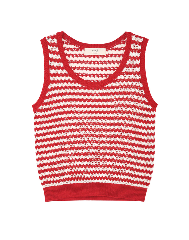 아떼 바네사브루노 여성 레드 크로셰 민소매 니트 착용컷