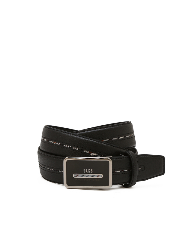 닥스 액세서리 남성 [스테디셀러] 블랙 체크배색 소가죽 벨트 착용컷
