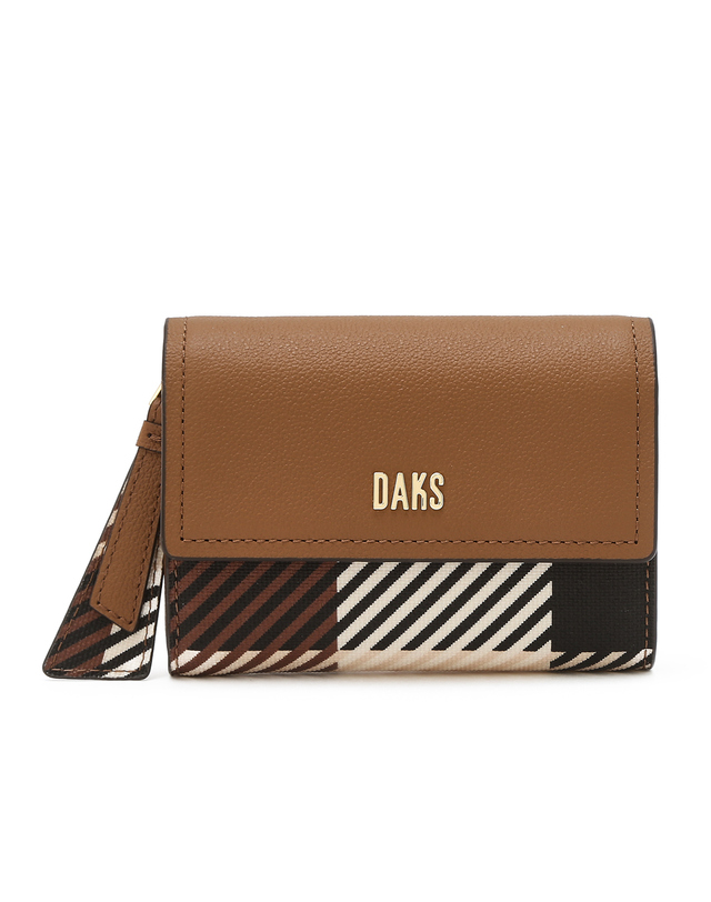 닥스 액세서리 여성 [스테디셀러] 브라운 체크배색 가죽 반지갑 상세