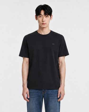 [스테디셀러]블랙 로고자수 반팔티셔츠