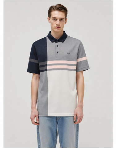 [스테디셀러] 멜란지 체크 블럭 폴로티셔츠 (NAVY)