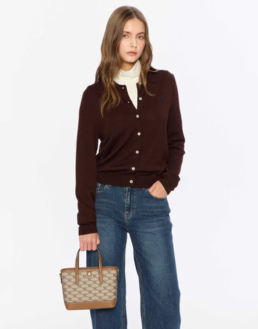 [스테디셀러] 그레이 체크 가죽 토트백