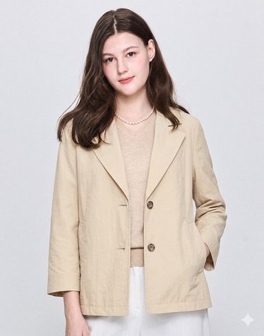 [스테디셀러]베이지 폴리 싱글버튼 자켓