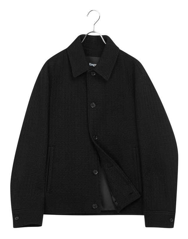 알레그리 남성 [스테디셀러] 블랙《Solid Tweed》코치 점퍼 착용컷