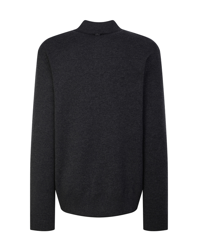 알레그리 남성 [스테디셀러] 차콜그레이《Milano Wool》카라넥 가디건 차콜 그레이 착용컷