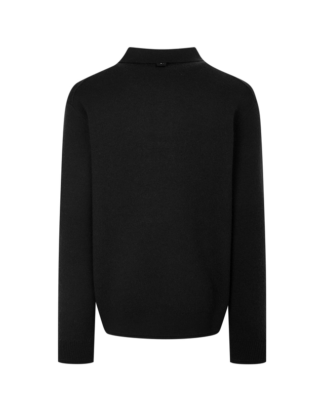 알레그리 남성 [스테디셀러] 블랙 《Wool Cashmere》럭비 카라 맨투맨 착용컷