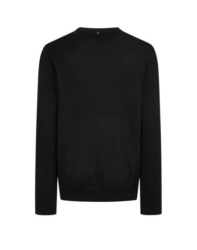 알레그리 남성 [스테디셀러] 블랙《Merino Silky》라운드 스웨터 착용컷