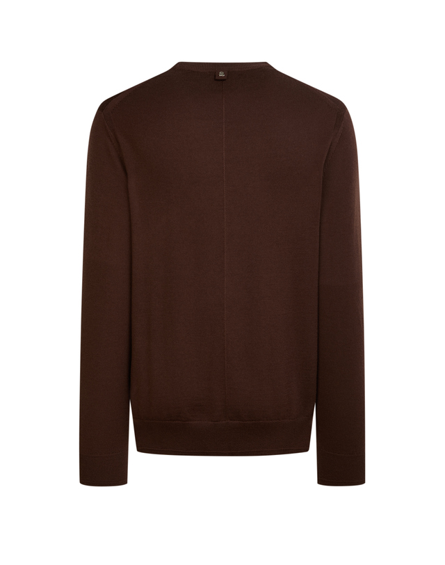 알레그리 남성 [스테디셀러] 브라운《Merino Silky》라운드 스웨터 착용컷