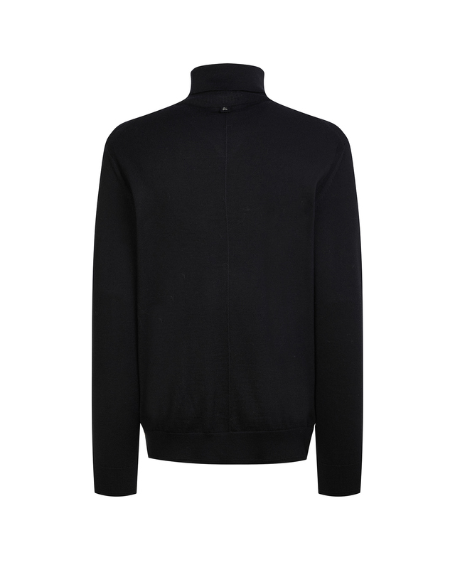 알레그리 남성 [스테디셀러] 블랙《Merino Silky》풀터틀 스웨터 착용컷
