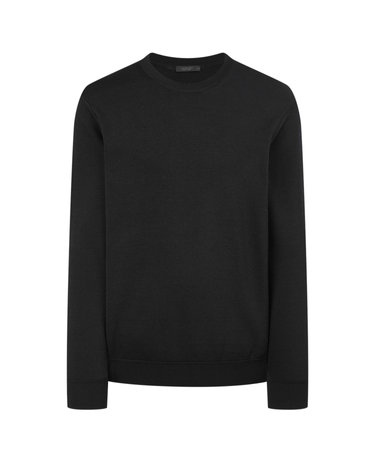 [BEST ITEM] BLACK 레이온 & 실크 혼방 미니멀 라운드 니트